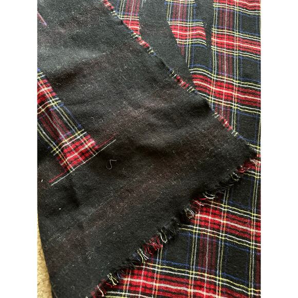 ALLSAINTS wool scarf shawl red black checkered Plaid Wool Blend logo 26x78” - Picture 7 of 13